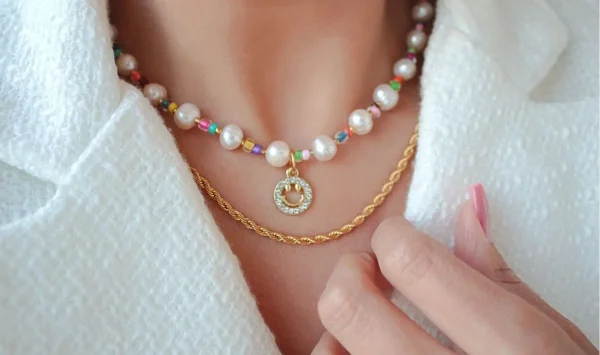 "Happy Day" | 24K Gold Freshwater Pearls & Colorful Beads Choker - Image 3