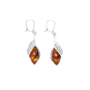 Fancy Top Cognac Amber Earrings