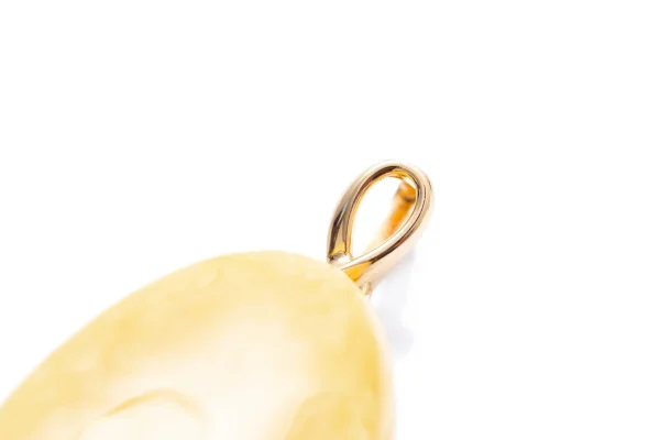 OOAK Large Gold Plated Creamy Amber Pendant - Image 5