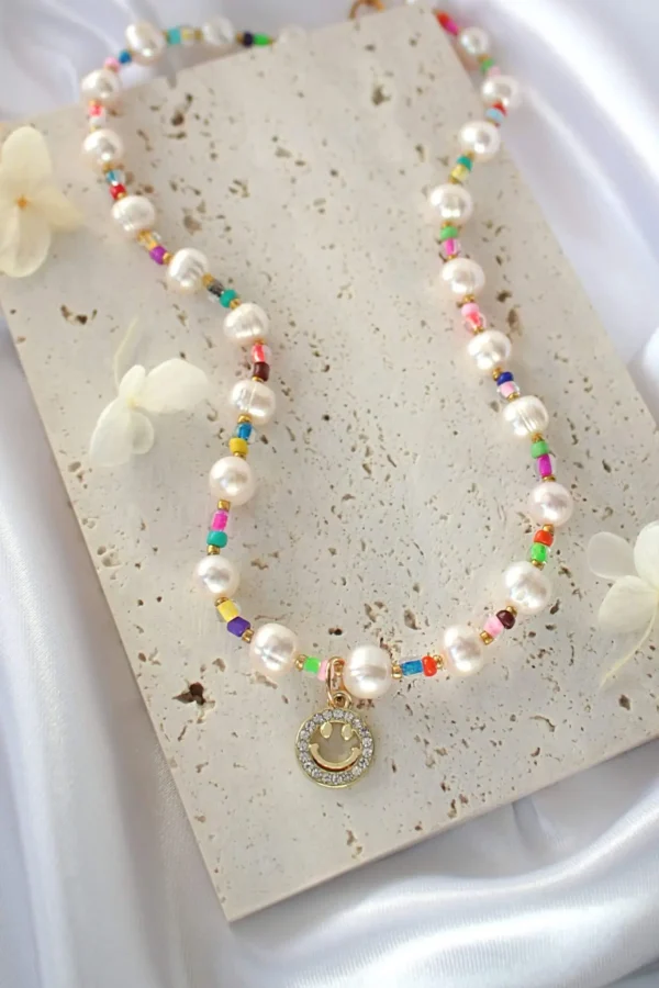 "Happy Day" | 24K Gold Freshwater Pearls & Colorful Beads Choker