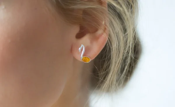 Amber Music Note Stud Earrings - Image 2