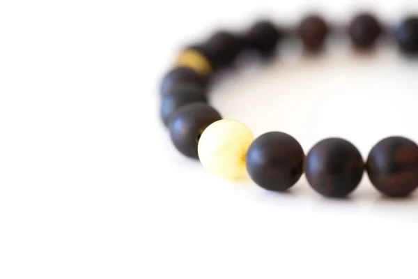 Dark Amber Bead Bracelet with Polished Yellow Accents - Image 4