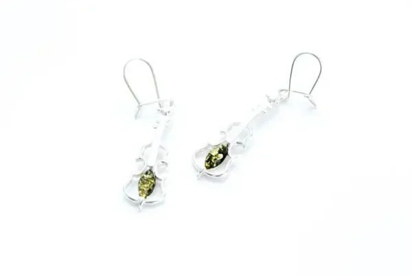 Green Amber Violin Earrings - Image 4