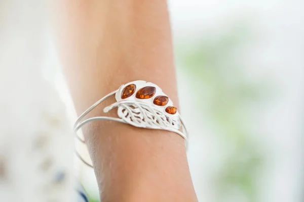 Silver Leaf Statement Arm Cuff - Image 2