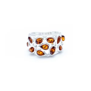 Floral Amber Cuff Ring