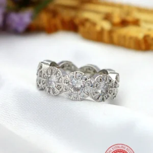 "Iris Bubbles" | 925 Silver Circle CZ Band Ring