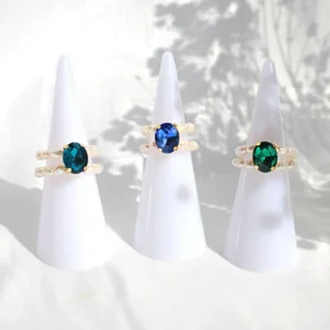 "Ocean Secret" | 3 Shades Blue CZ Freshwater Pearl Rings